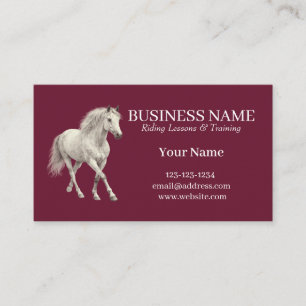 Burgundy Custom Horse Trainer  Business Card