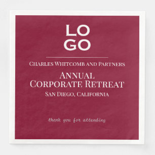 Burgundy Custom Logo Business or Corporate Event Napkin