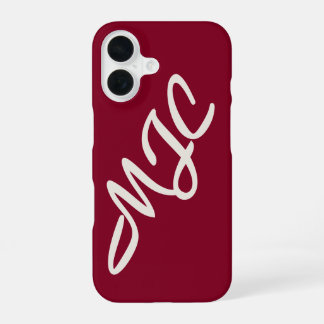 Burgundy Custom Monogram iPhone 16 Case