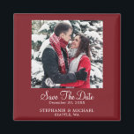 Burgundy Custom Photo Wedding Save The Date Magnet<br><div class="desc">Elegant Burgundy Christmas Custom Photo Wedding Save The Date Magnet. Personalise with your beautiful picture. Share your special moments during this holiday season with your family and friends. Easy to customise. Get yours today!</div>