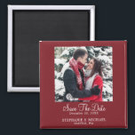 Burgundy Custom Photo Wedding Save The Date Magnet<br><div class="desc">Elegant Burgundy Christmas Custom Photo Wedding Save The Date Magnet. Personalise with your beautiful picture. Share your special moments during this holiday season with your family and friends. Easy to customise. Get yours today!</div>