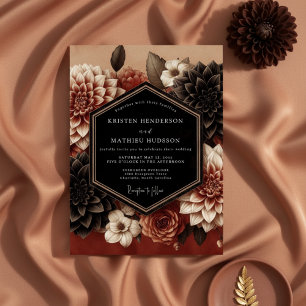 Burgundy Dahlia Bloom Wedding Invitation