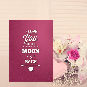 Burgundy Damask Abstract Valentine Holiday Card