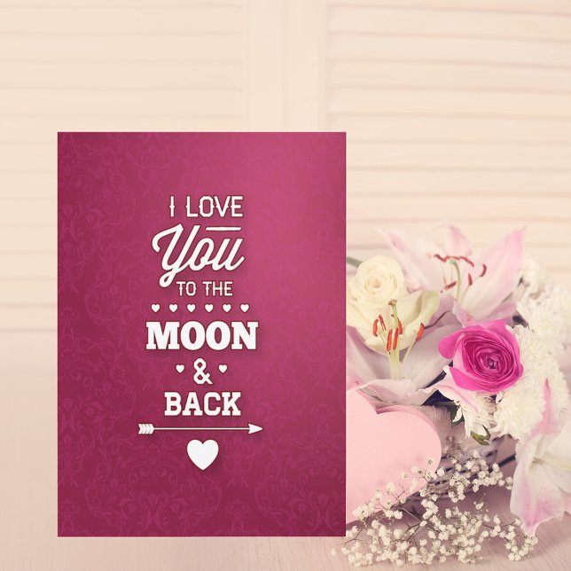 Burgundy Damask Abstract Valentine Holiday Card (Creator Uploaded)