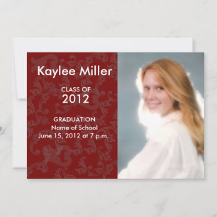 Burgundy Damask Formal Graduation Announcement