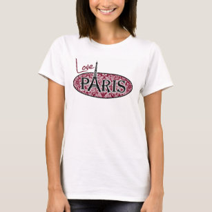 Burgundy Damask Pattern; Paris T-Shirt