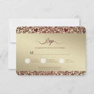 Burgundy Damask Wedding Thank You Photo Card