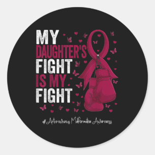Burgundy Daughter Arteriovenous Malformation Aware Classic Round Sticker