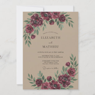 Burgundy Deep Autumnal Wedding Invitation
