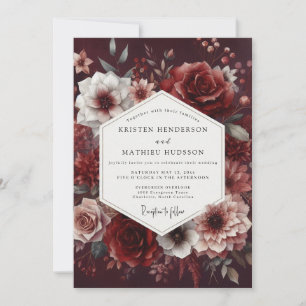 Burgundy Deep Bloom Romance Wedding Invitation