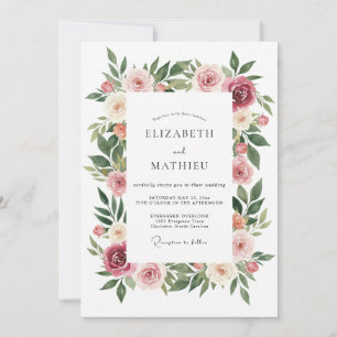 Burgundy Delicate Bloom Wedding Invitation