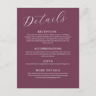 Burgundy Details Large Wedding Enclosure Card