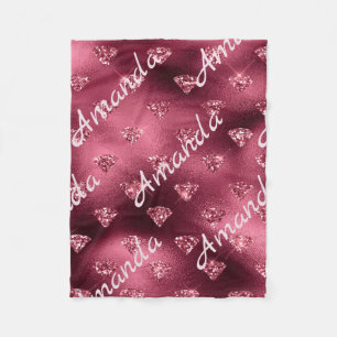Burgundy Diamond  Personalised Fleece Blanket