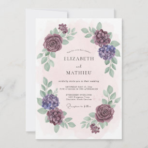 Burgundy Divine Floral Wedding Invitation