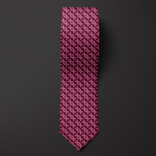Burgundy DNA Double Helix Pattern  Tie (Creator Uploaded)