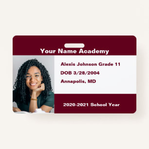 Burgundy Do It Yourself Custom Homeschool ID Badge