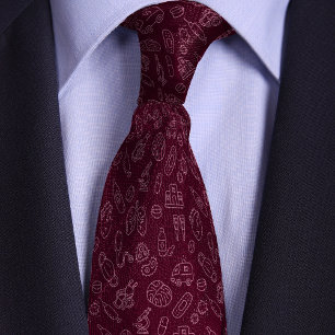 Burgundy Doctors, Healthcare Professionals Doodle Tie