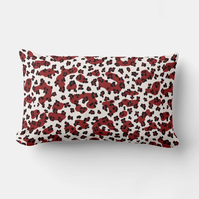 Burgundy Double Scale Leopard Print Throw Pillow (Front)