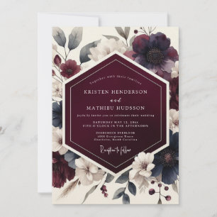 Burgundy Dramatic Autumnal Wedding Invitation