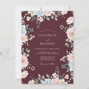 Burgundy Dreamy Botanical Wedding Invitation