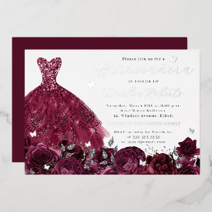 Burgundy Dress Silver Floral Butterfly