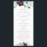 burgundy dusty blue floral wedding program programme<br><div class="desc">watercolor burgundy and dusty blue floral with elegant text. You can personalise the text and colours on this wedding program template.</div>
