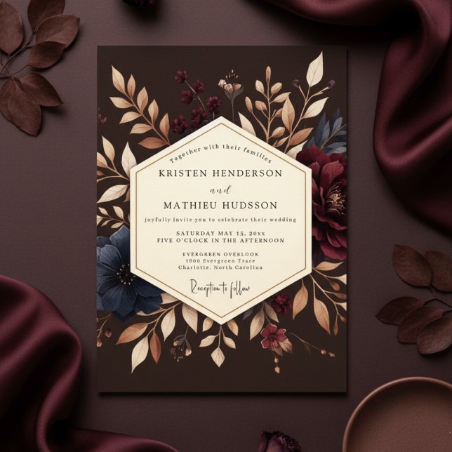 Burgundy Earthy Bloom Wedding Invitation (Creator Uploaded)