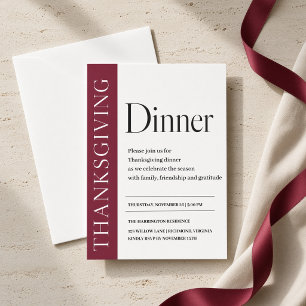 Burgundy Editorial Thanksgiving Dinner Invitation