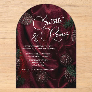 Burgundy Elegance Acrylic Invitations