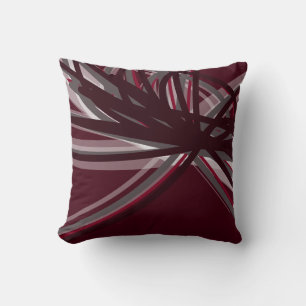 Burgundy Elegant Abstract Ribbon Design Cushion