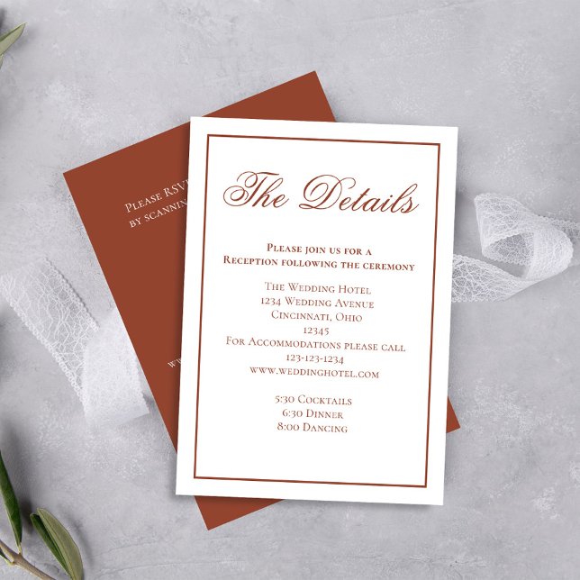 Burgundy Elegant Calligraphy Details RSVP Enclosure Card (Burgundy wedding details and rsvp card. )
