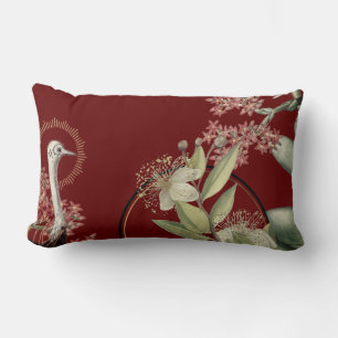 Burgundy Elegant Floral Design Lumbar Cushion