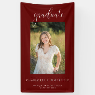 Burgundy Elegant Graduation Party Photo Banner