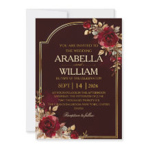burgundy Elegant Luxury wedding Invitation