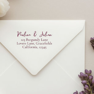 Burgundy Elegant Minimal Address Wedding Self-inking Stamp