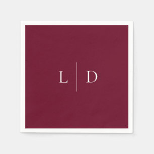 Burgundy Elegant Minimalist Monogram Wedding Napkin