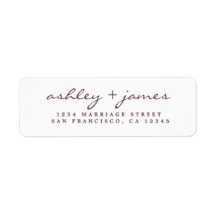 Burgundy Elegant Script Wedding Return Address