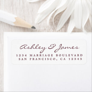 Burgundy Elegant Script Wedding Return Address
