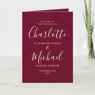 Burgundy Elegant Signature Script Wedding Programme
