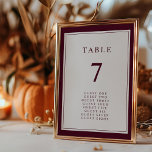Burgundy Elegant Simple Minimal Border Wedding Table Number<br><div class="desc">This elegant & minimalist border wedding table number features a classy burgundy double border with burgundy text & script.</div>