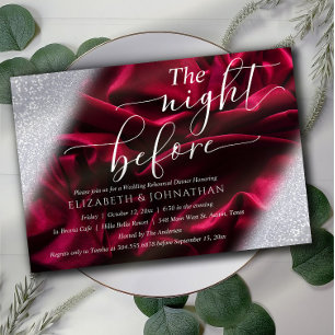 Burgundy Elegant The Night Before Rehearsal Dinner Invitation