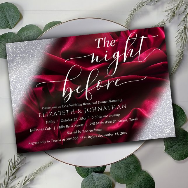 Burgundy Elegant The Night Before Rehearsal Dinner Invitation (Creator Uploaded)