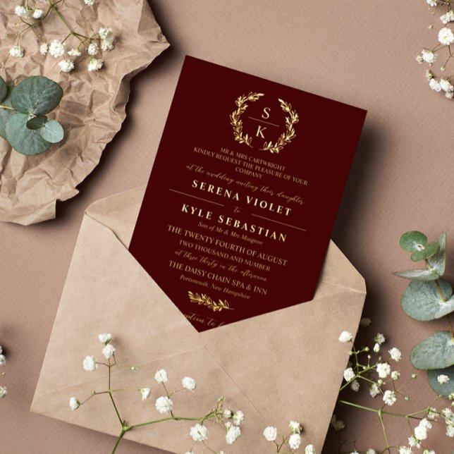 Burgundy Elegant Typography Laurel Wreath Monogram (Creator Uploaded)