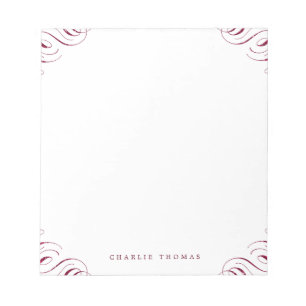 Burgundy elegant vintage personalised stationery notepad