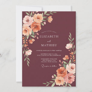 Burgundy Enchanted Fall Wedding Invitation