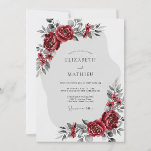 Burgundy Enchanting Winter Wedding Invitation
