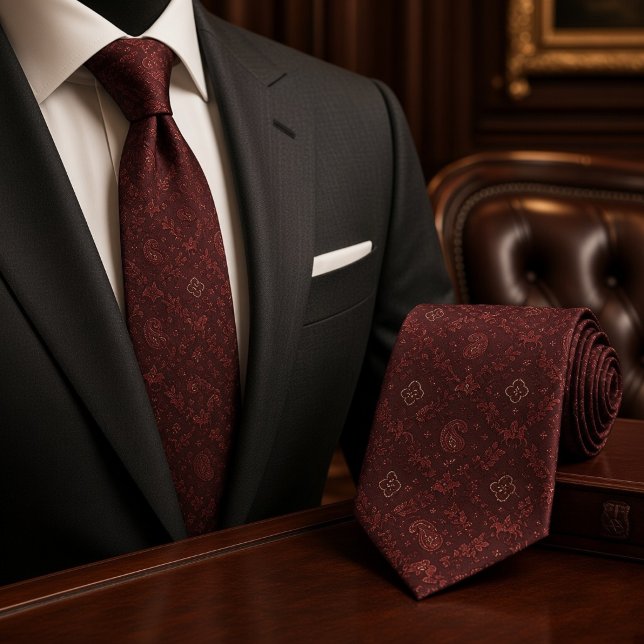 Burgundy Equestrian Paisley Tie (Creator Uploaded)