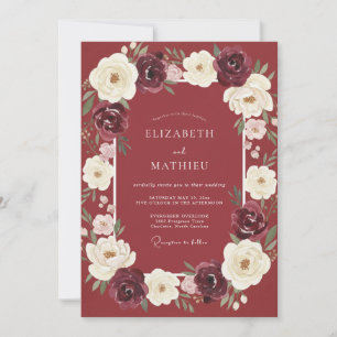 Burgundy Ethereal Garland Wedding Invitation