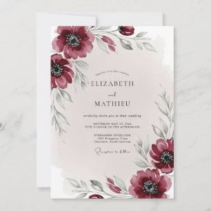 Burgundy Ethereal Winter Wedding Invitation