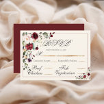 Burgundy Eucalyptus Floral Wedding  RSVP Card<br><div class="desc">Modern burgundy and blush flowers surrounded by beautiful greenery RSVP.  Customise as needed. To customise click the "customise further" link and use the design tool to make changes.  Many different paper selections,  as well as paper shapes.  100% customer satisfaction at “Zazzle”</div>